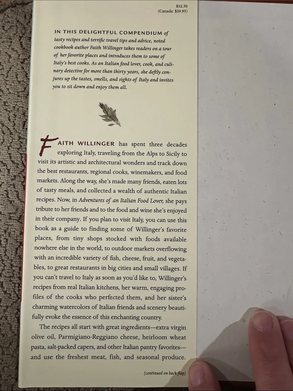 Adventurers of an Italian Food Lover cookbook .